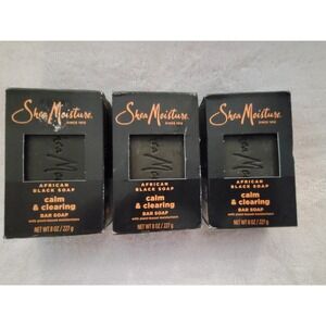 Lot of 3 SheaMoisture  African Black Soap Calm and Clearing Bar Soap NEW